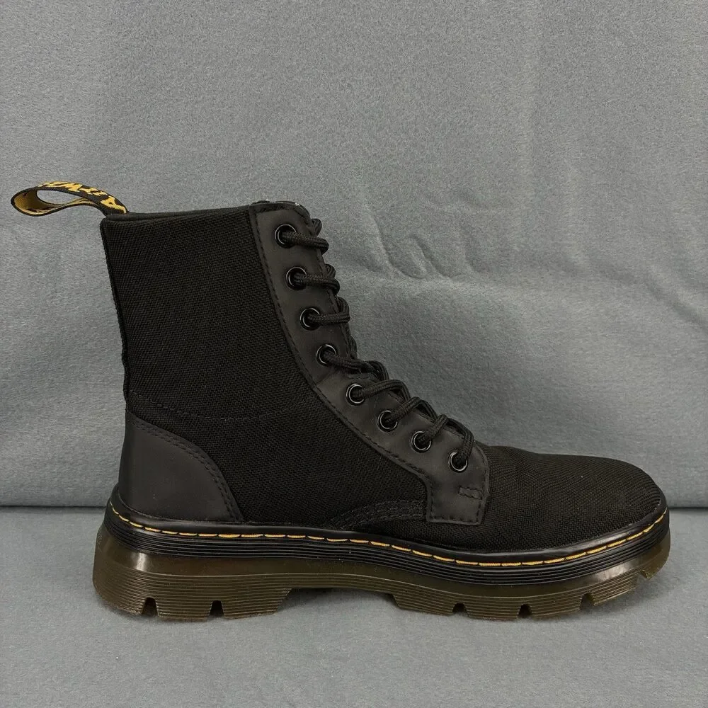 Dr. Martens Combs II Black Canvas Combat Boots Men’s US 8 Women’s US 9 Lace Up